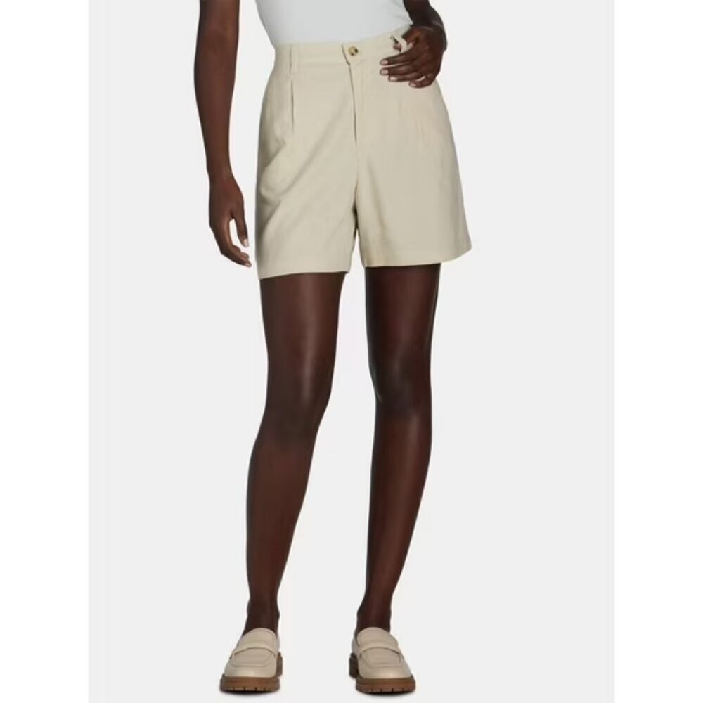 Time and Tru Women’s Linen Blend Shorts, 5” Inseam, Size XL (16-18), Mid-Rise
